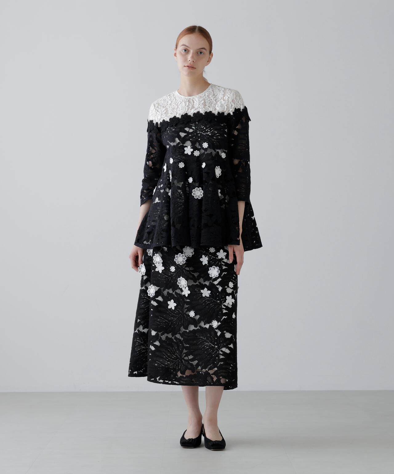 <BLACK LABEL>バイカラーレースブラウス