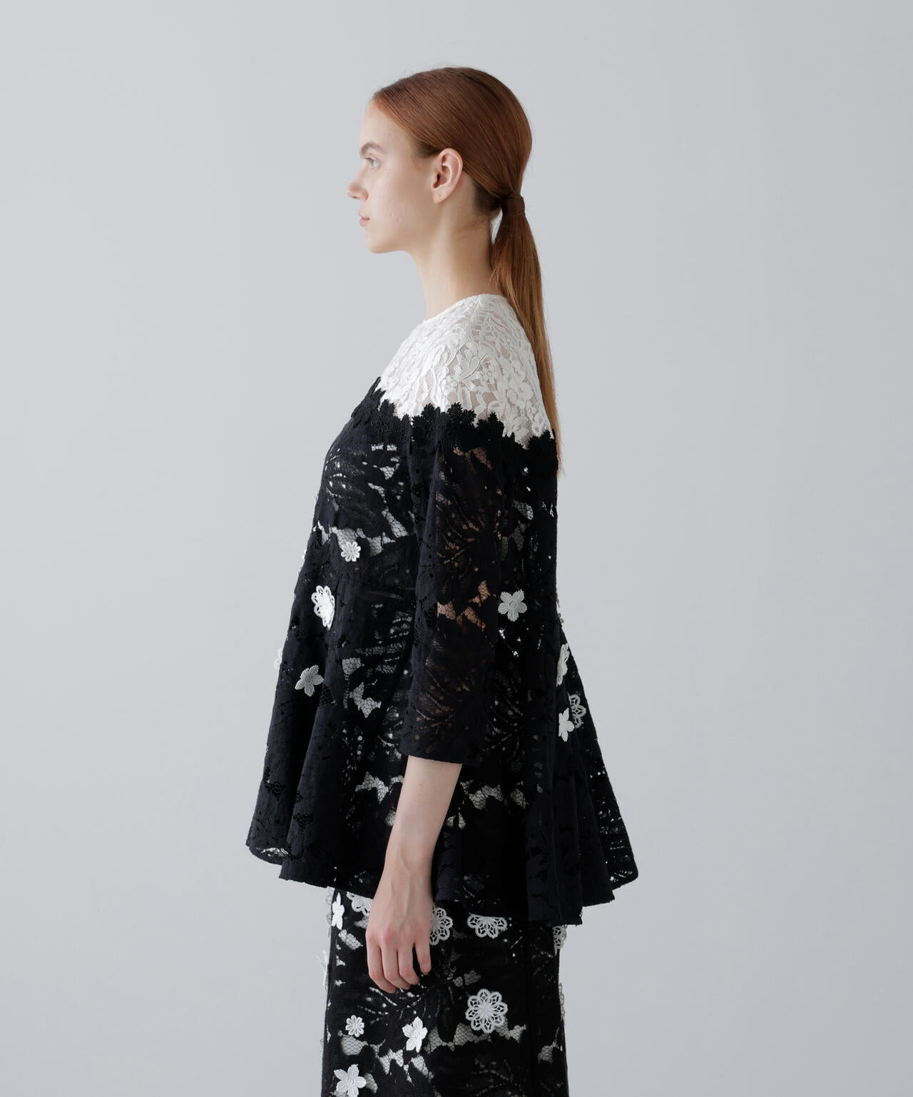 <BLACK LABEL>バイカラーレースブラウス