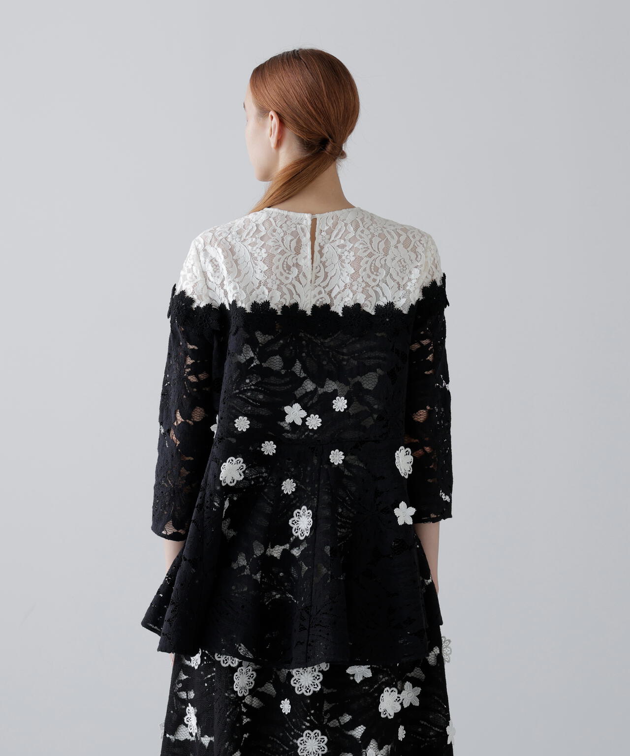 <BLACK LABEL>バイカラーレースブラウス