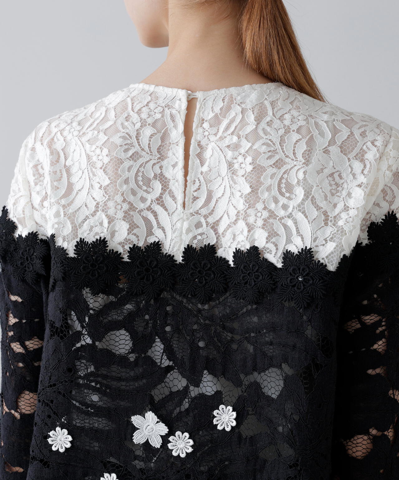 <BLACK LABEL>バイカラーレースブラウス