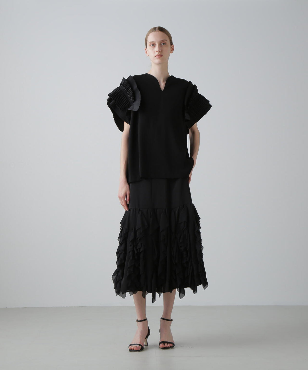 <BLACK LABEL>シルキーツイルスカート