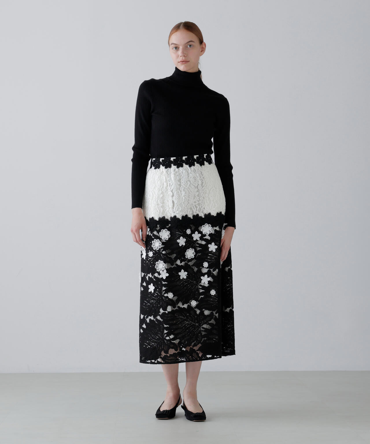 <BLACK LABEL>バイカラーレーススカート