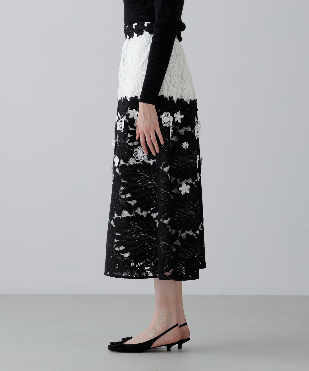 <BLACK LABEL>バイカラーレーススカート