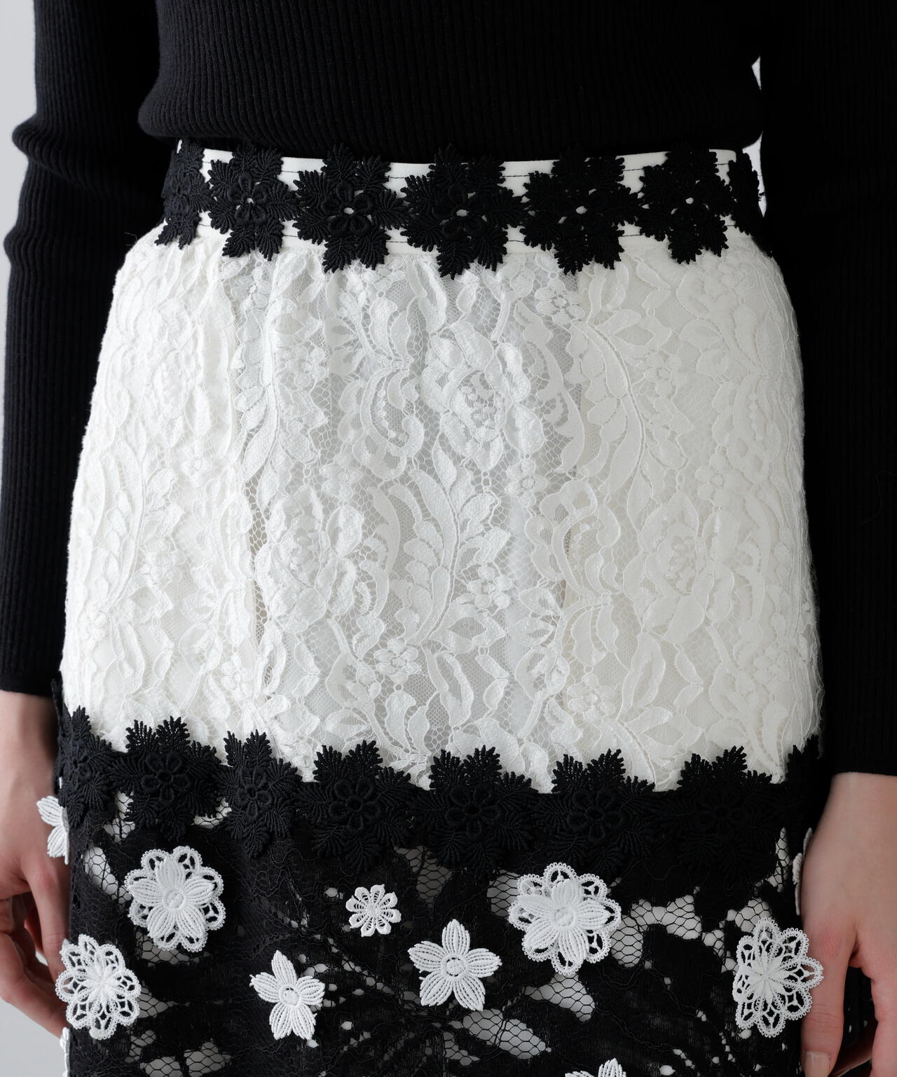 <BLACK LABEL>バイカラーレーススカート