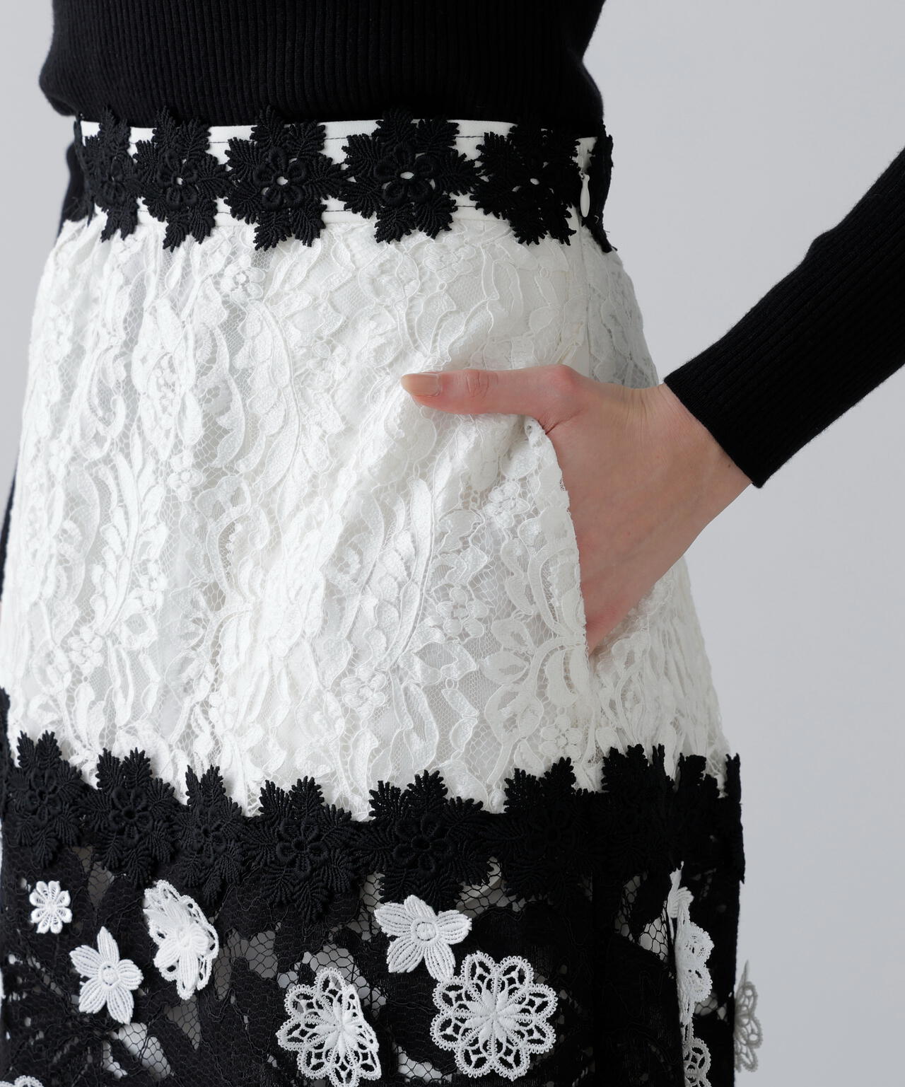 <BLACK LABEL>バイカラーレーススカート