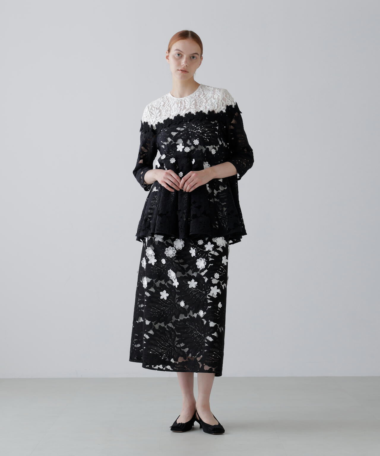 <BLACK LABEL>バイカラーレーススカート