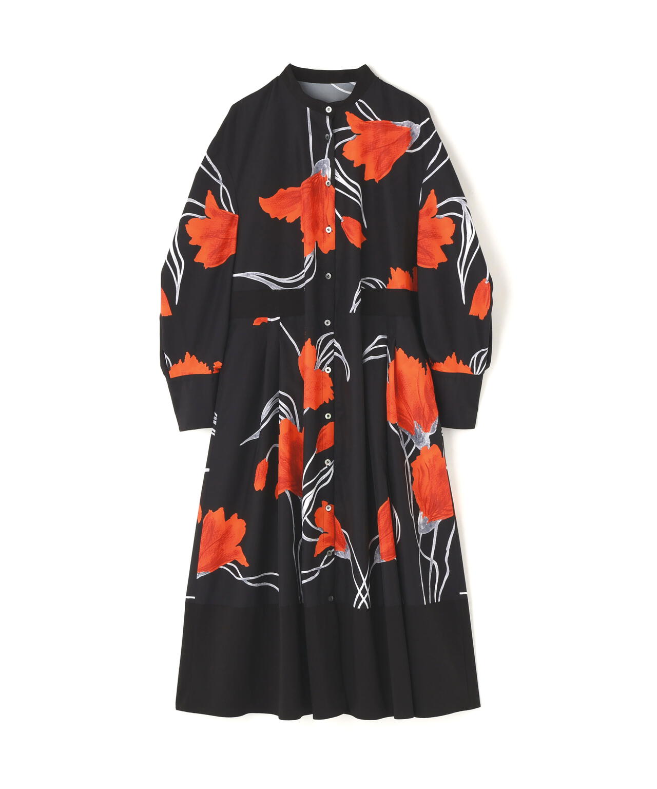 ドローイングフラワープリントワンピース