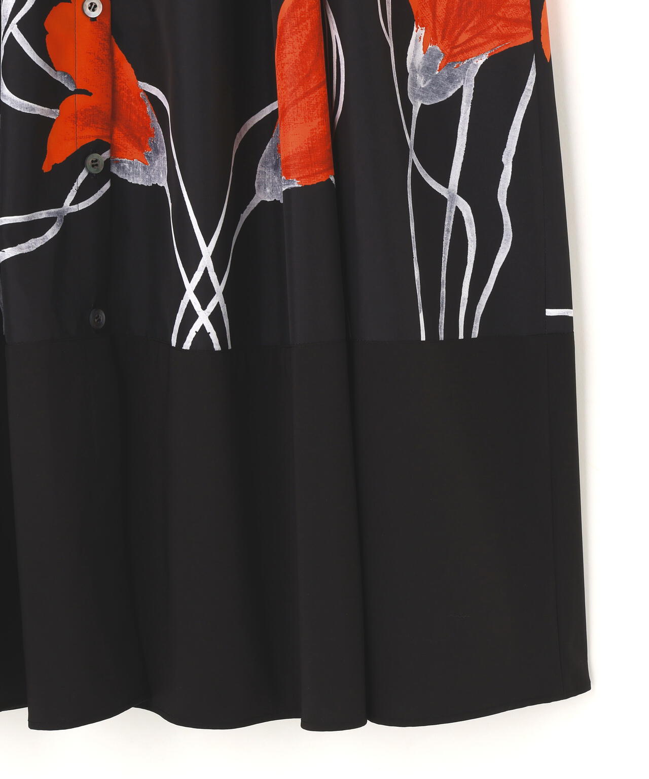 ドローイングフラワープリントワンピース