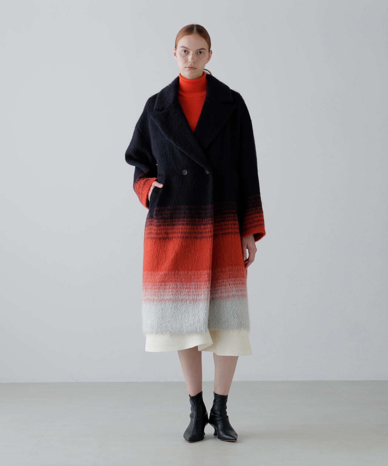 グラデーションシャギーコート