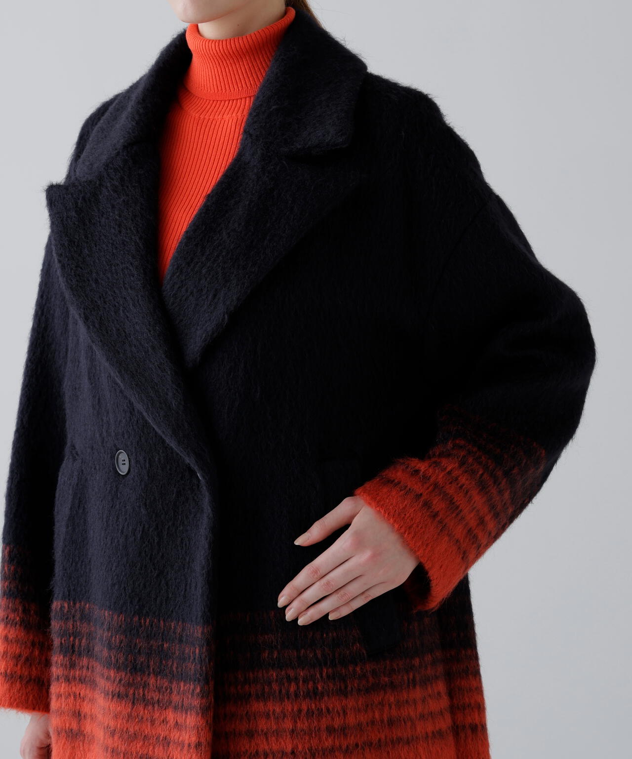 グラデーションシャギーコート