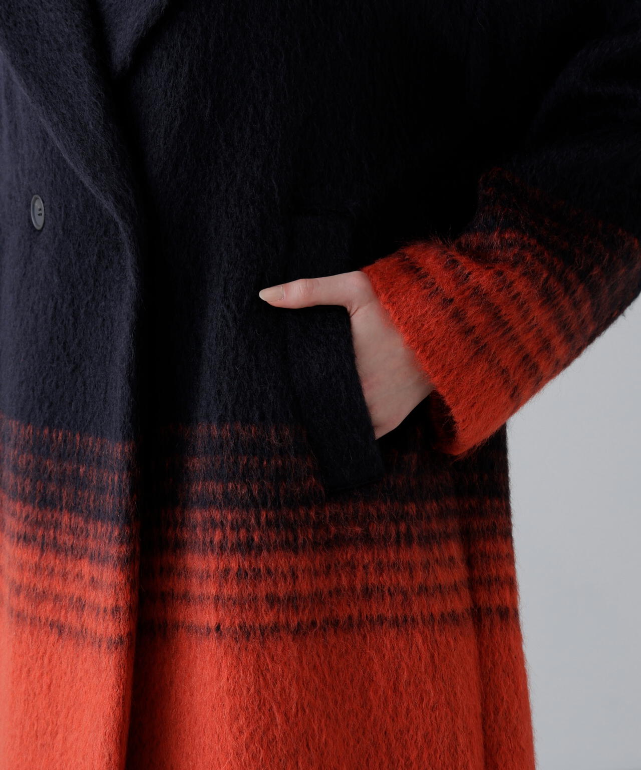 グラデーションシャギーコート