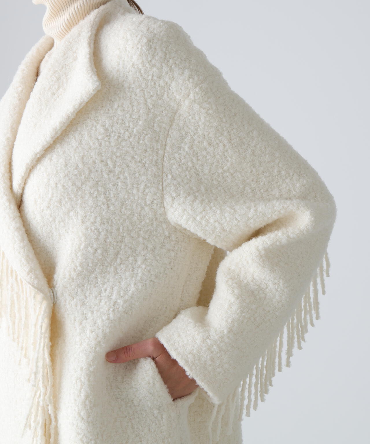 フリンジリングツイードコート