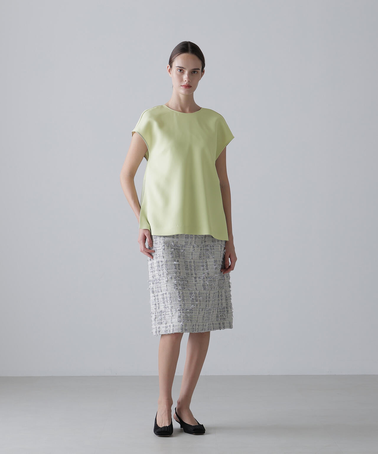 <BLACK LABEL>プレーンダブルクロスブラウス