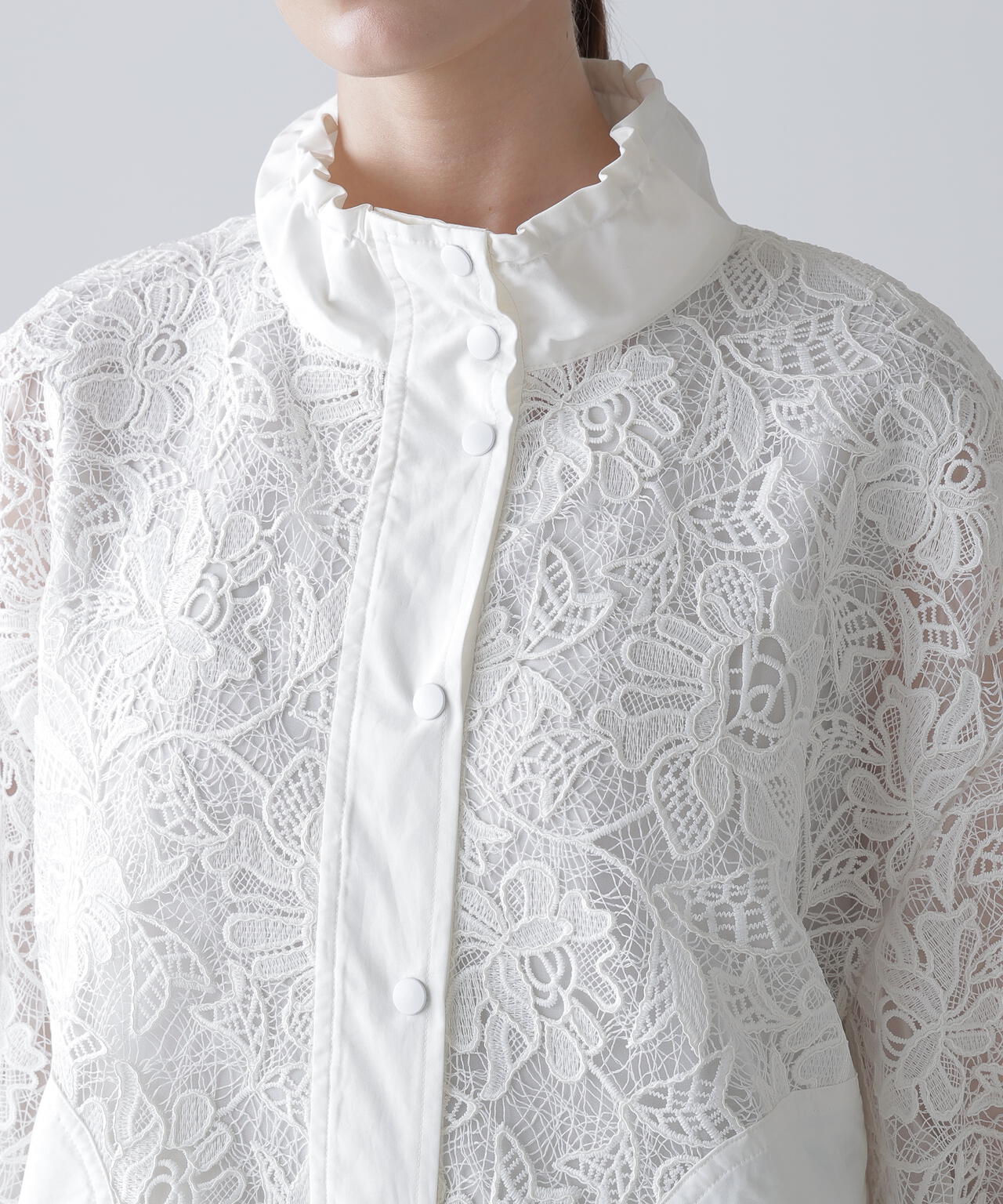 ナイロンダンプ×レースブルゾン