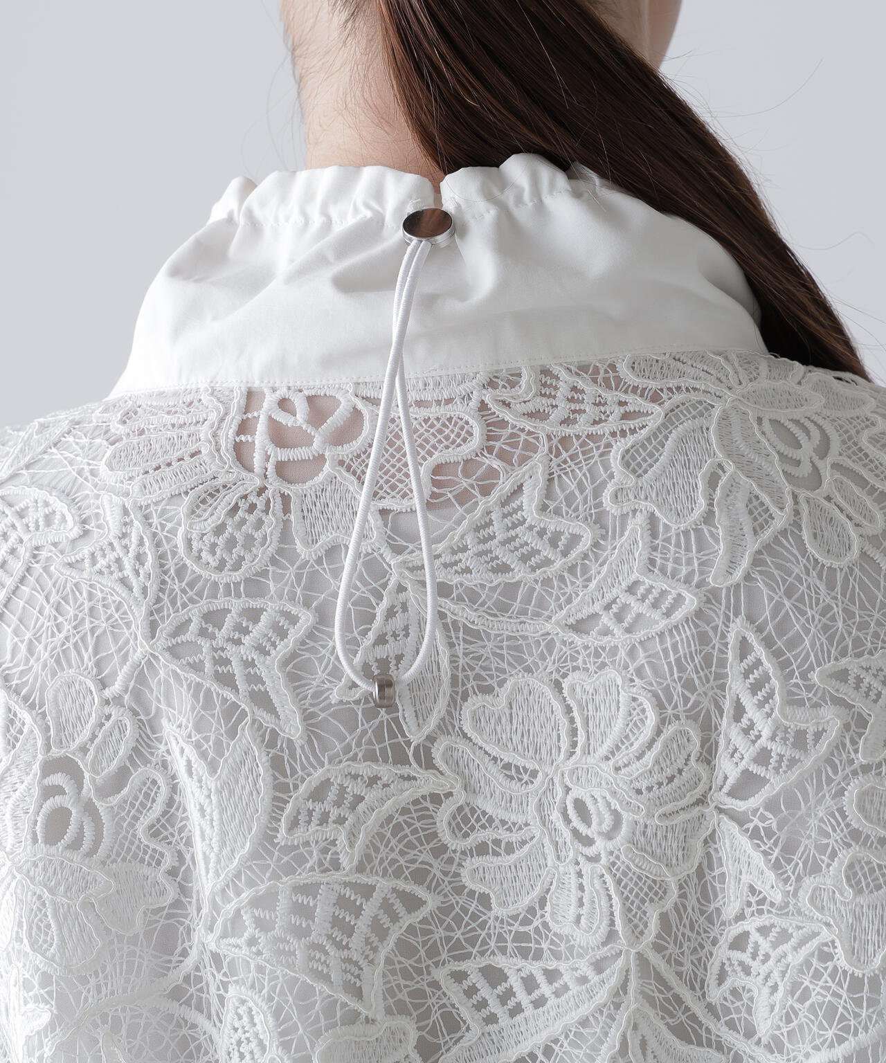 ナイロンダンプ×レースブルゾン