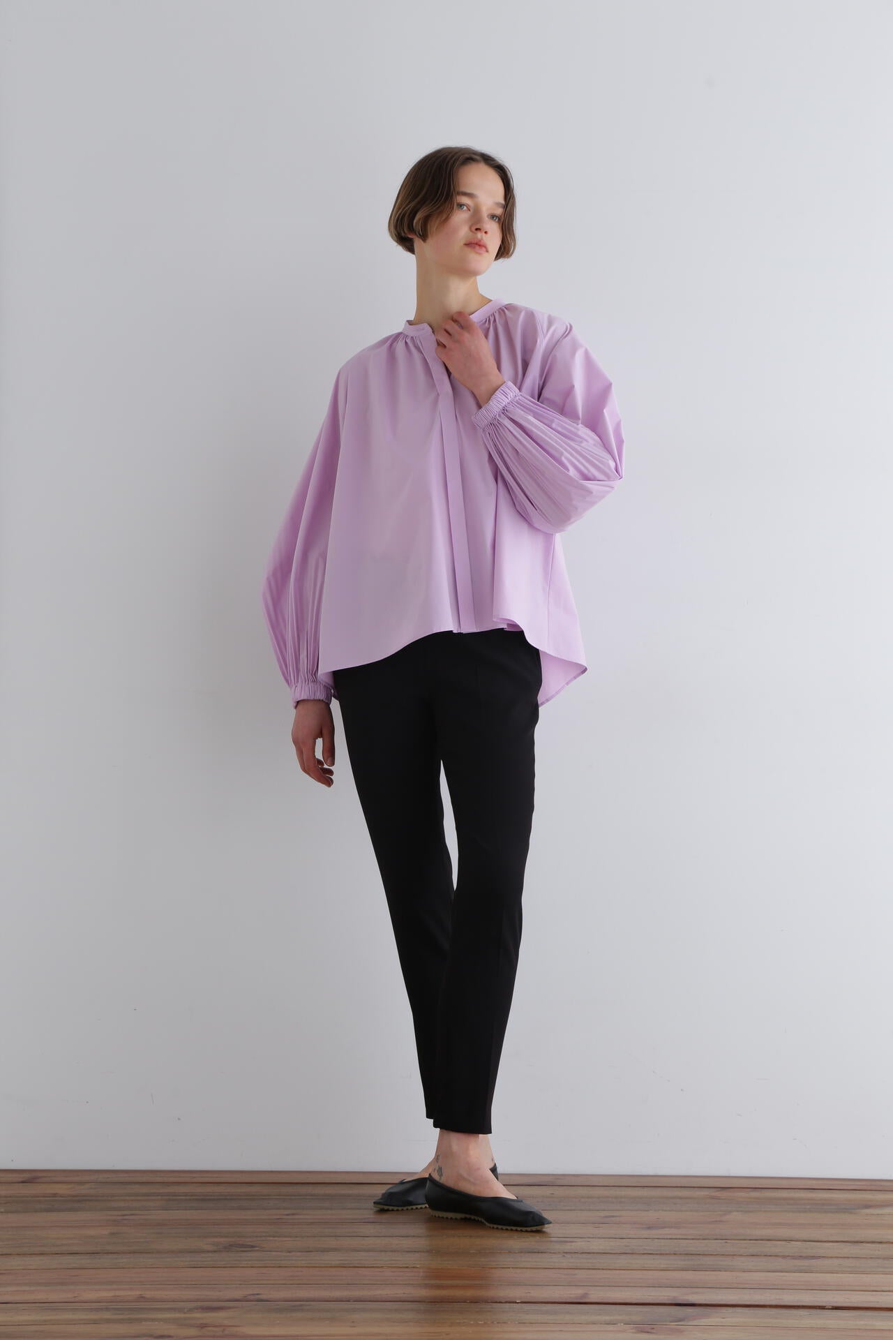 SOLOTEXブロードノーカラーシャツ