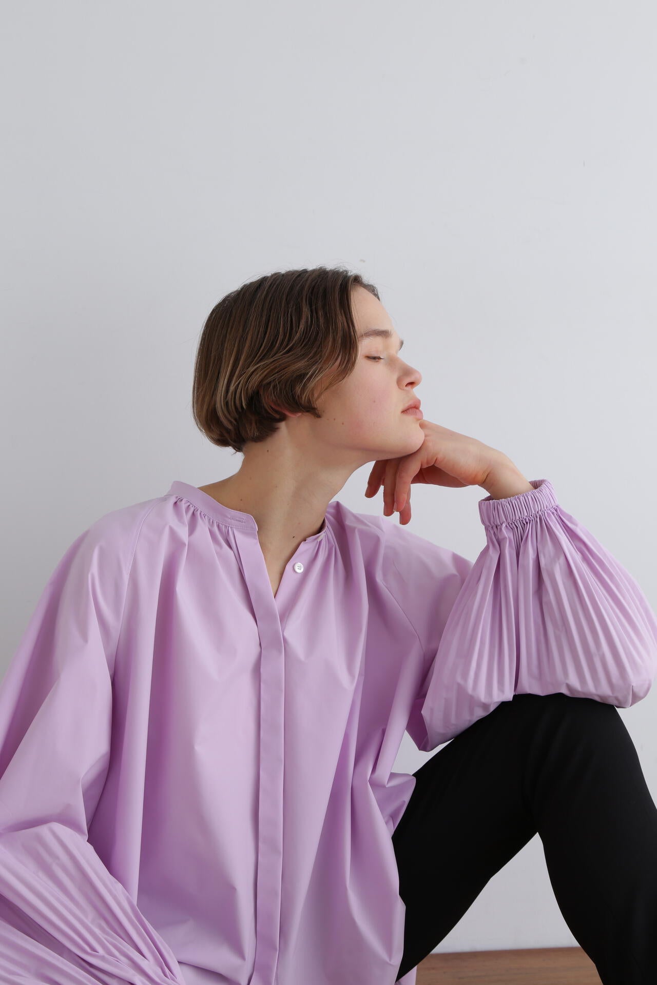 SOLOTEXブロードノーカラーシャツ