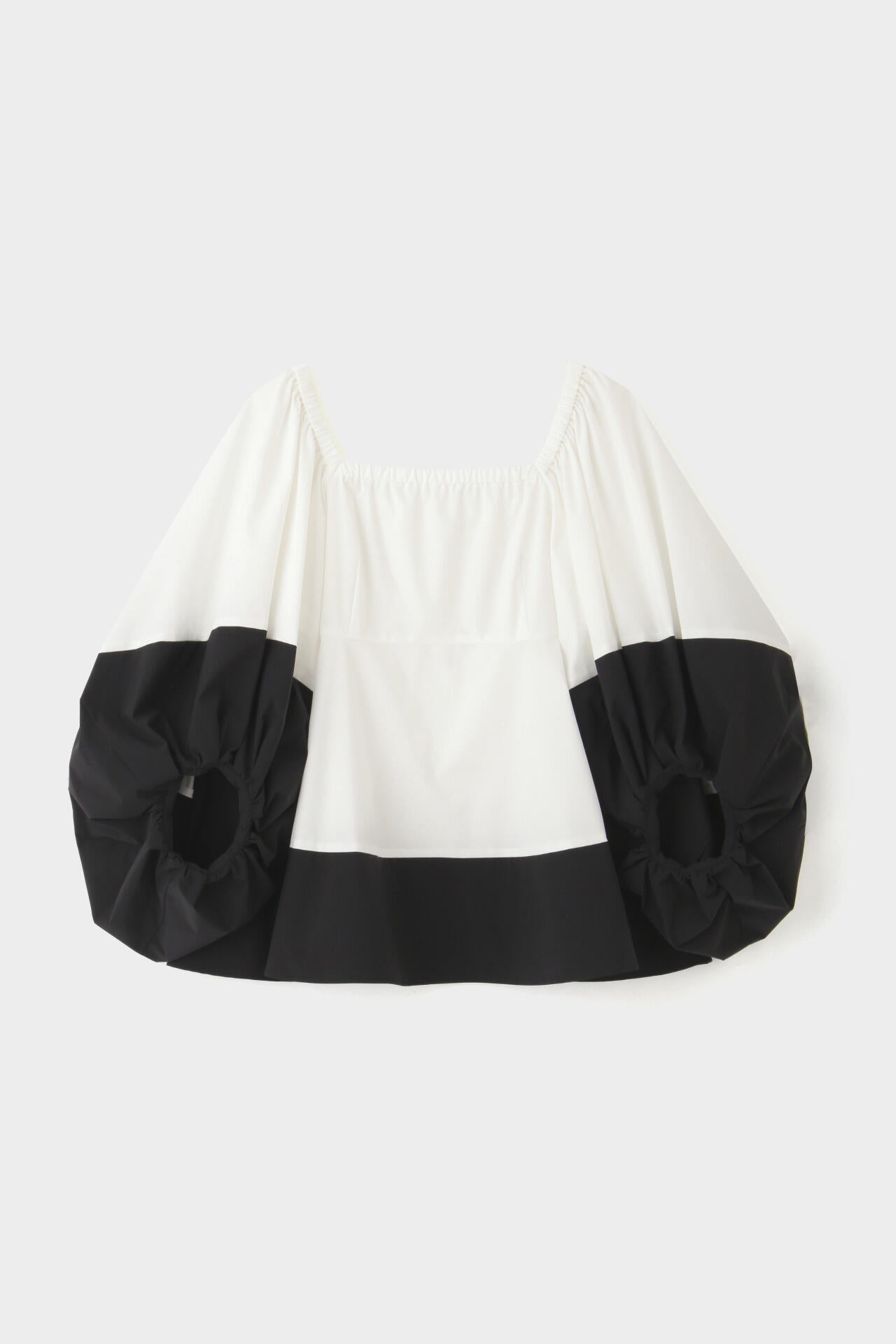 SOLOTEXブロード配色ボリュームスリーブブラウス