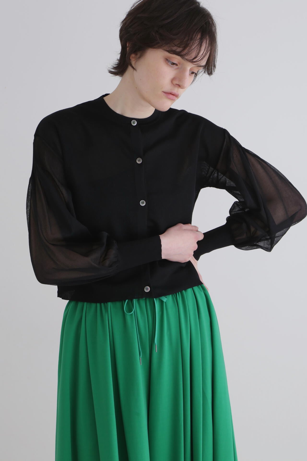 シアーニットカーディガン