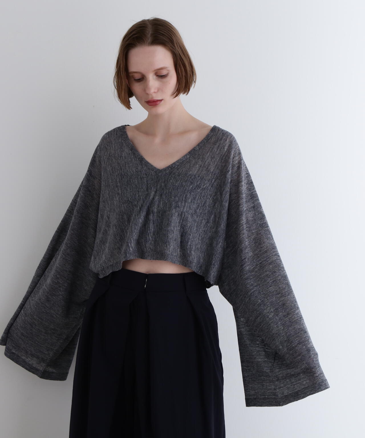 シアーリネンクロップドカーデ