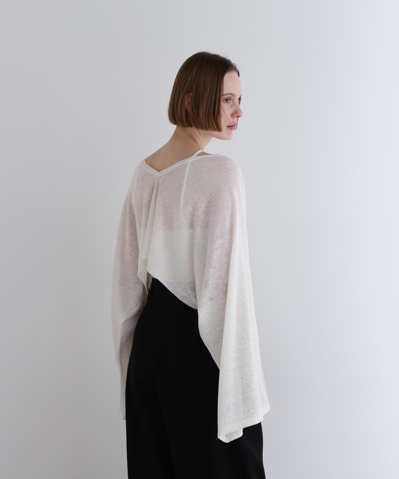 シアーリネンクロップドカーデ