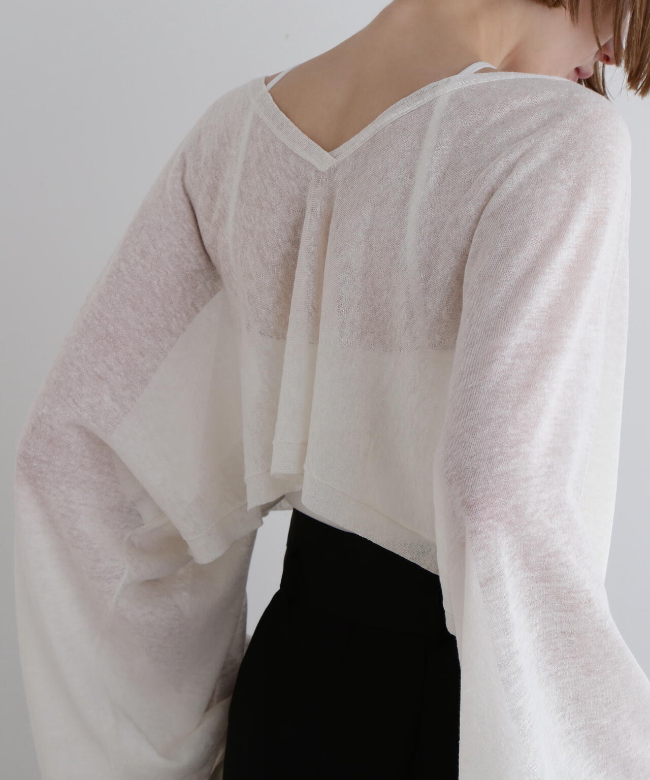 シアーリネンクロップドカーデ