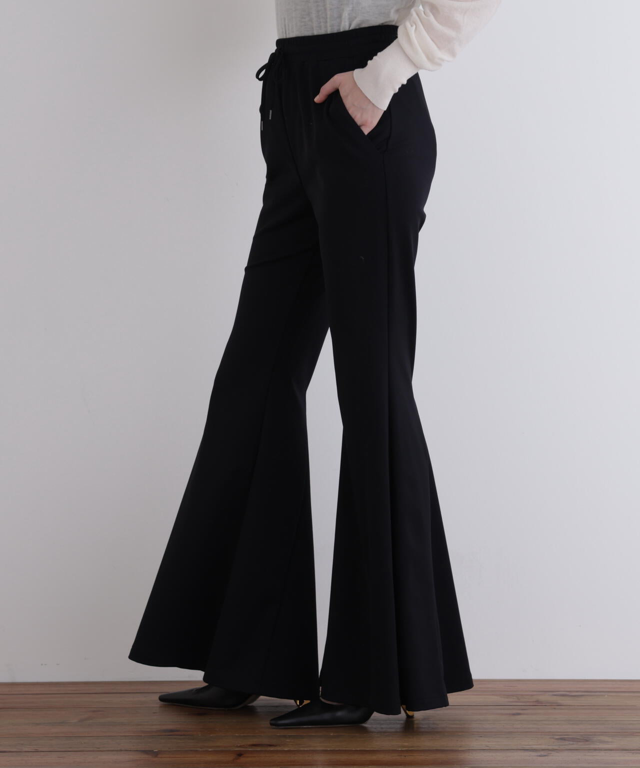 【EC限定/00サイズ】ハイストレッチ裏起毛フレアパンツ