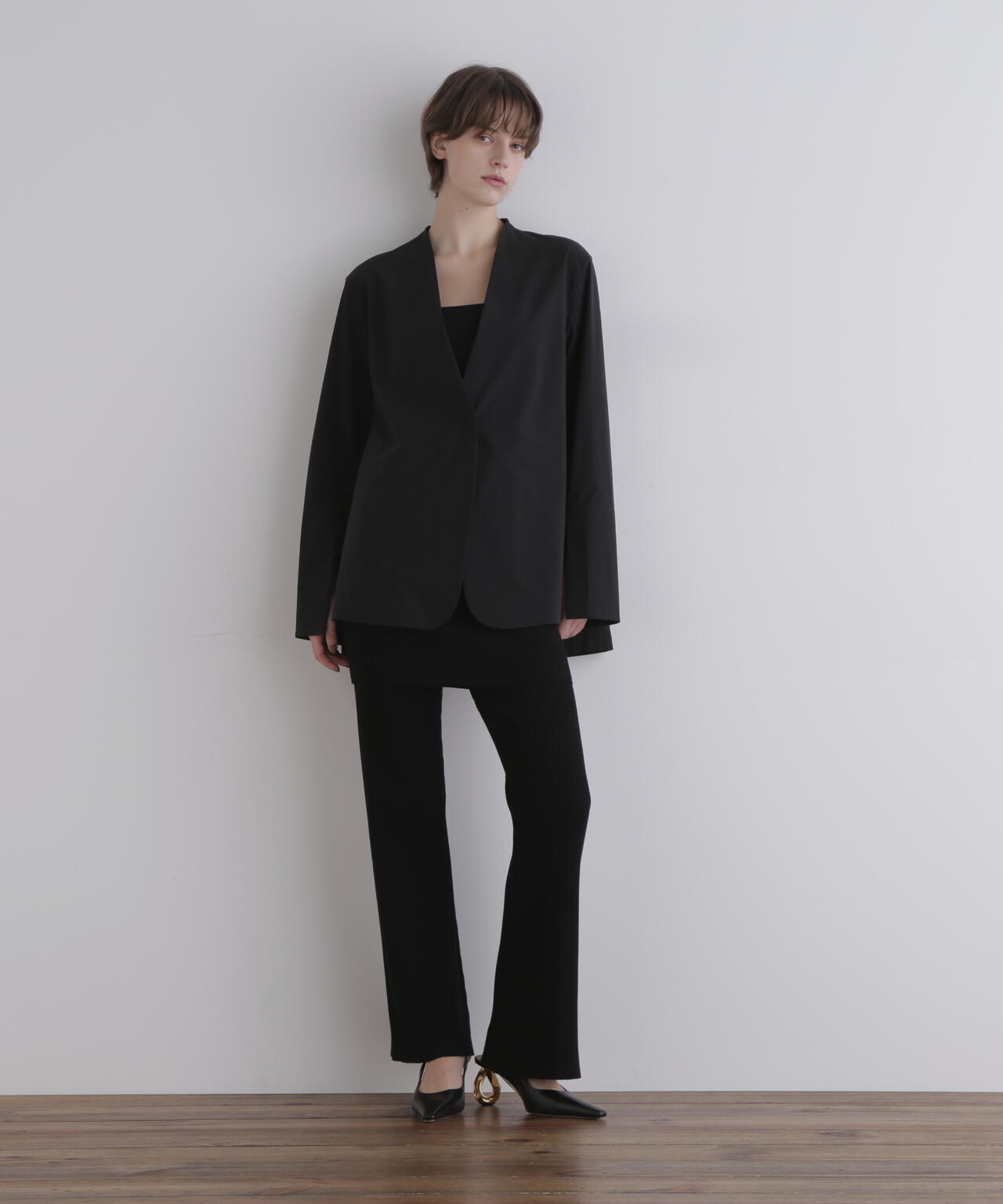 リブニットスカートパンツ