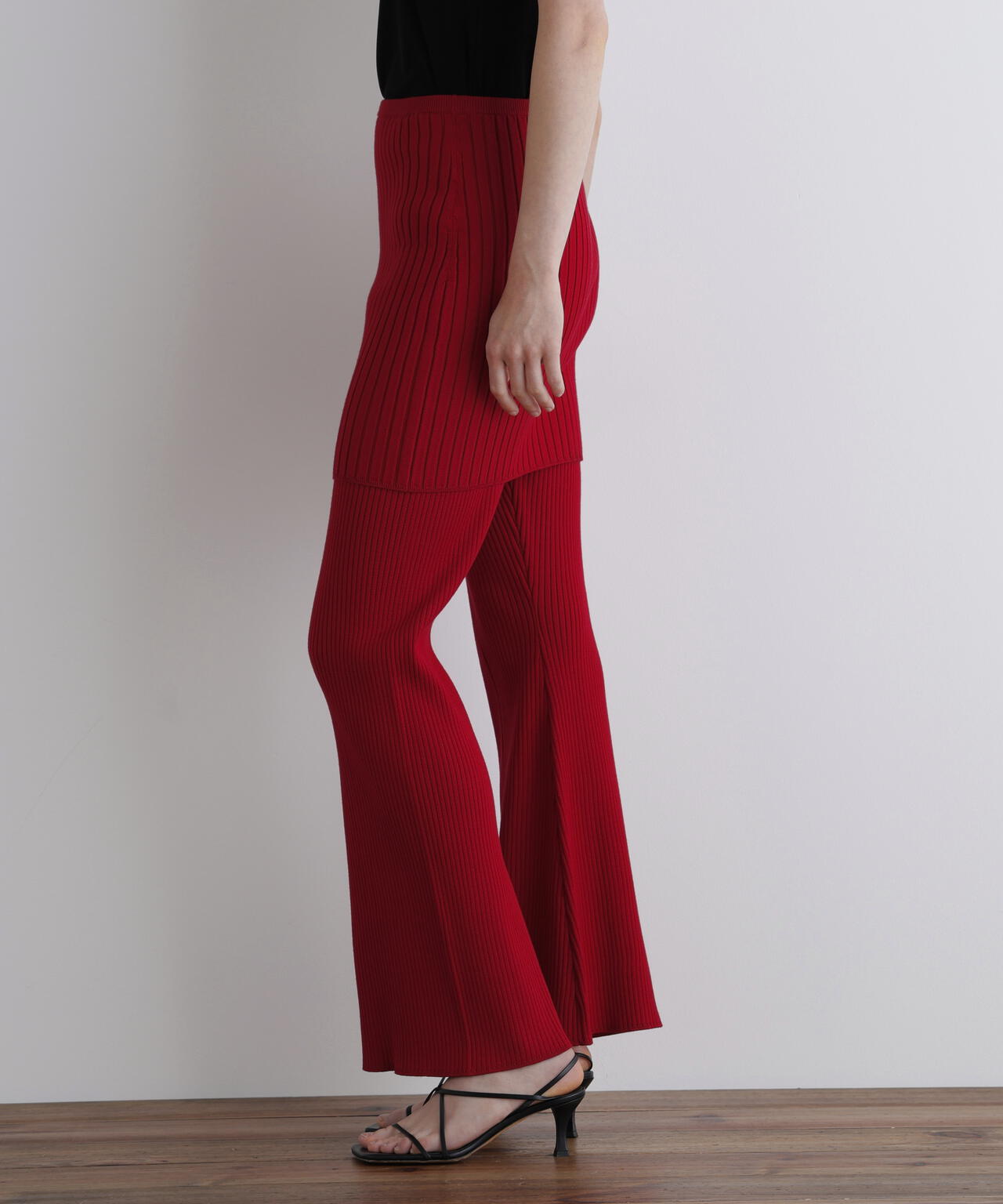 リブニットスカートパンツ