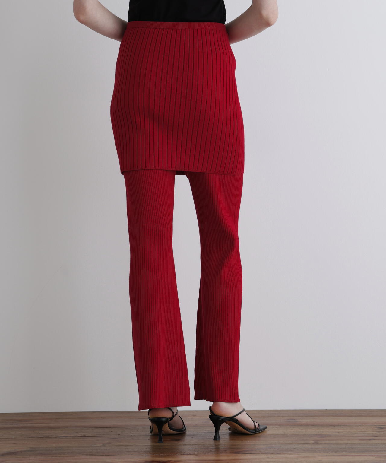 リブニットスカートパンツ