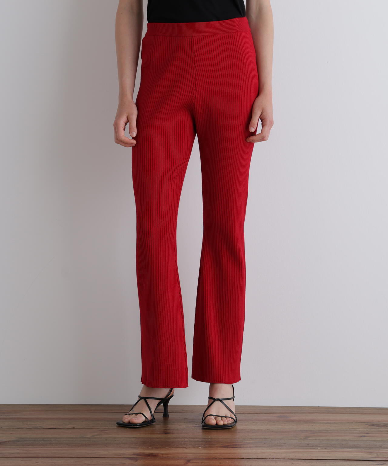 リブニットスカートパンツ