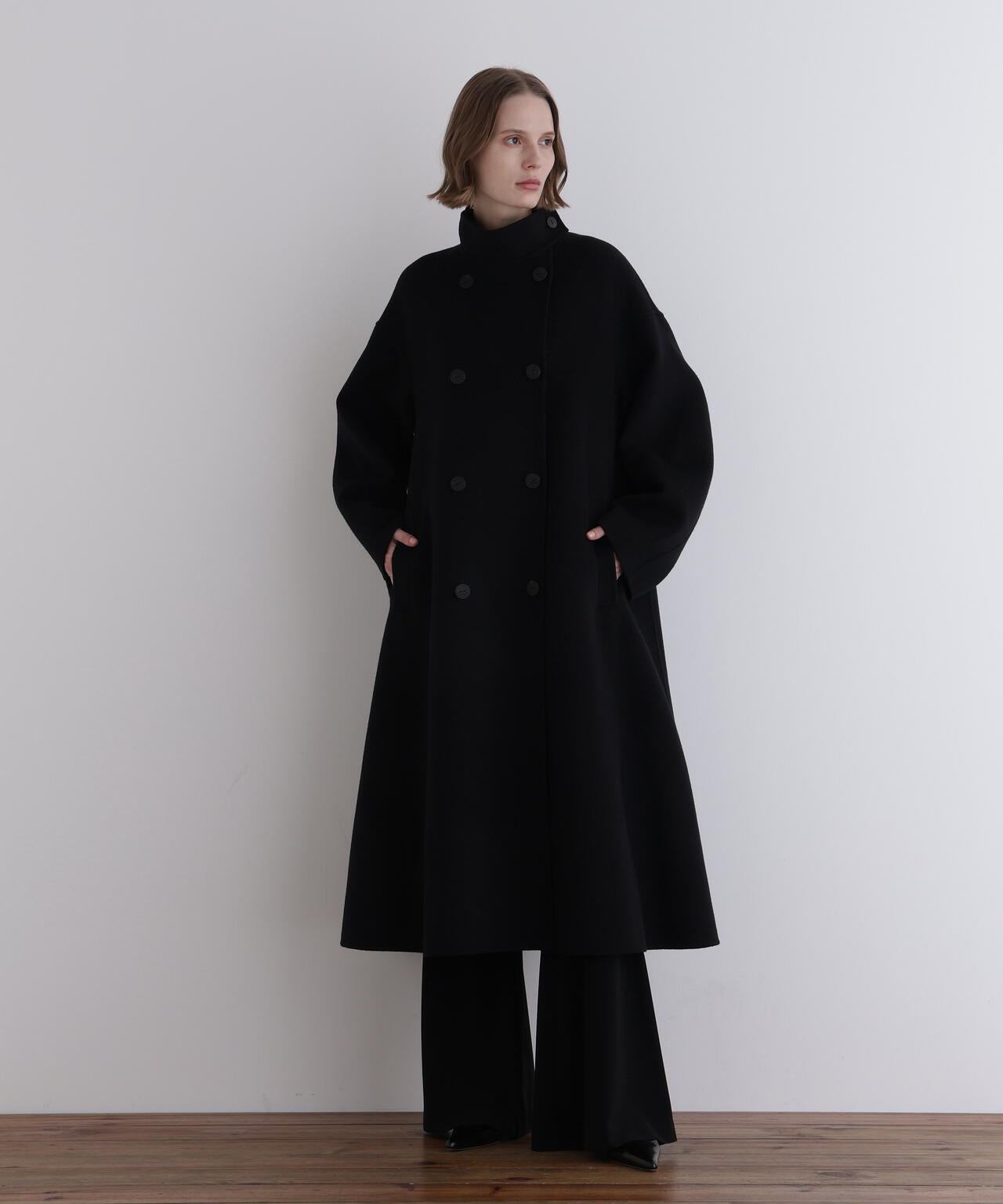 ソフトウールリバースタンドカラーコート