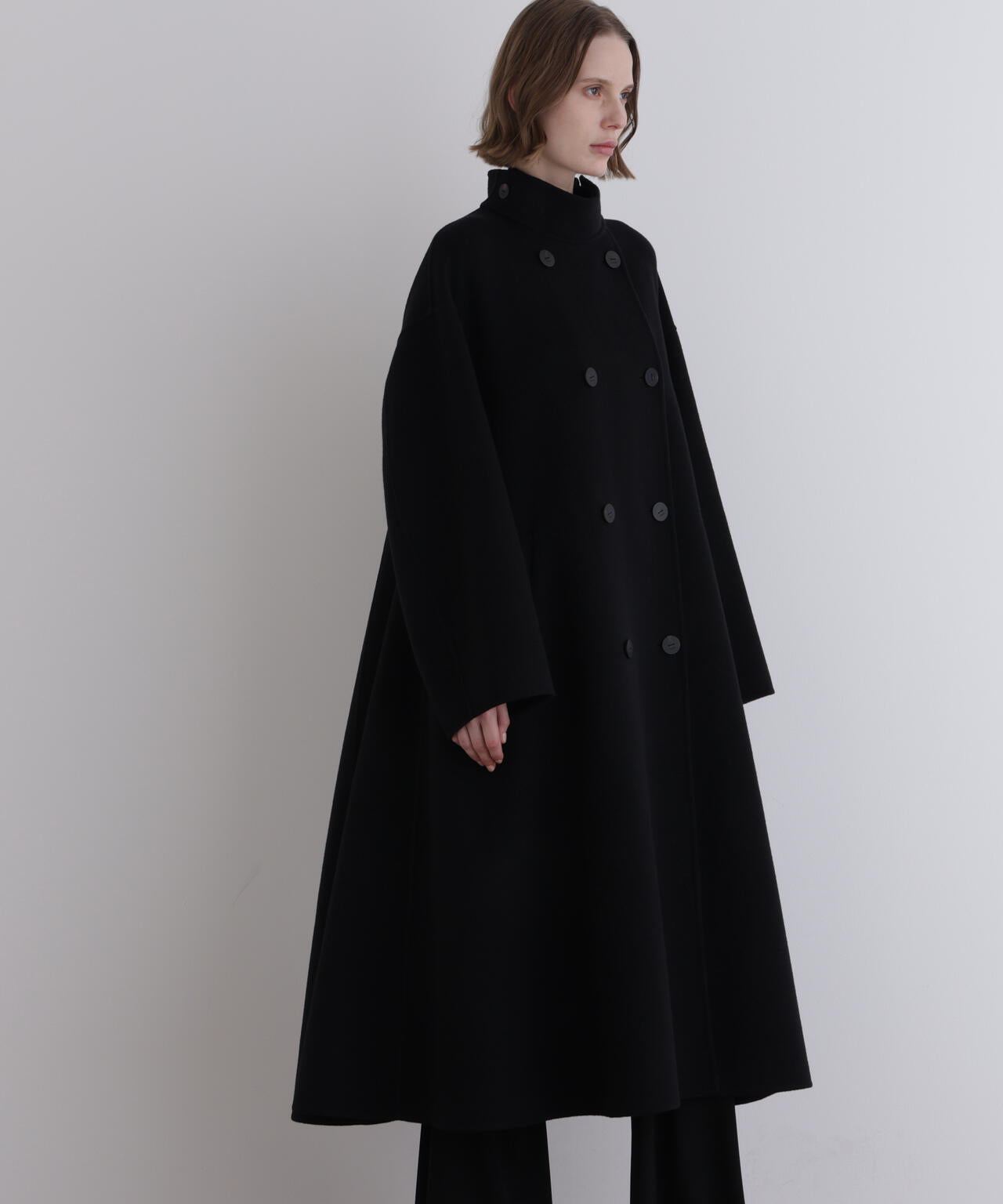 ソフトウールリバースタンドカラーコート