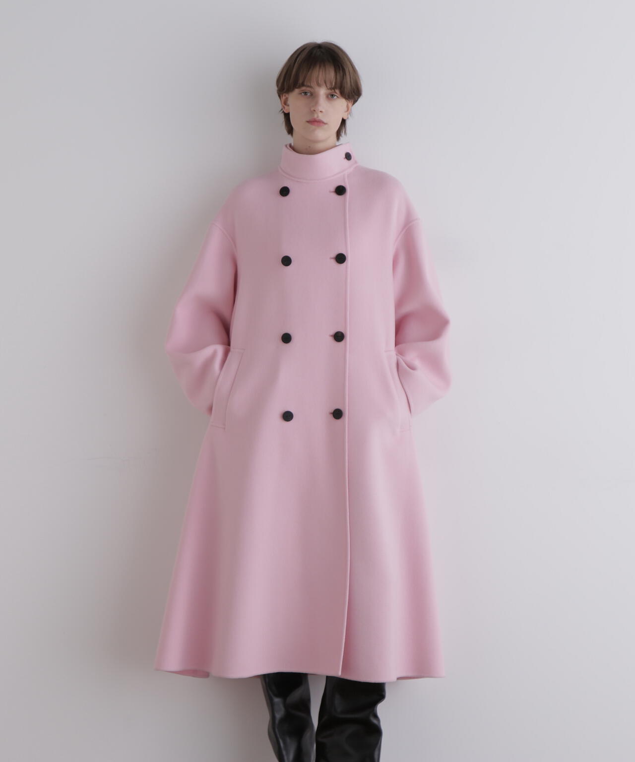 ソフトウールリバースタンドカラーコート