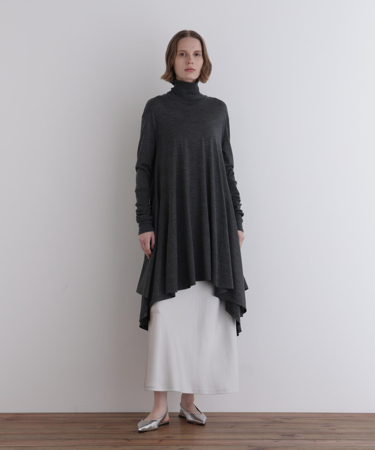 ウールジャージーコンビカットソー