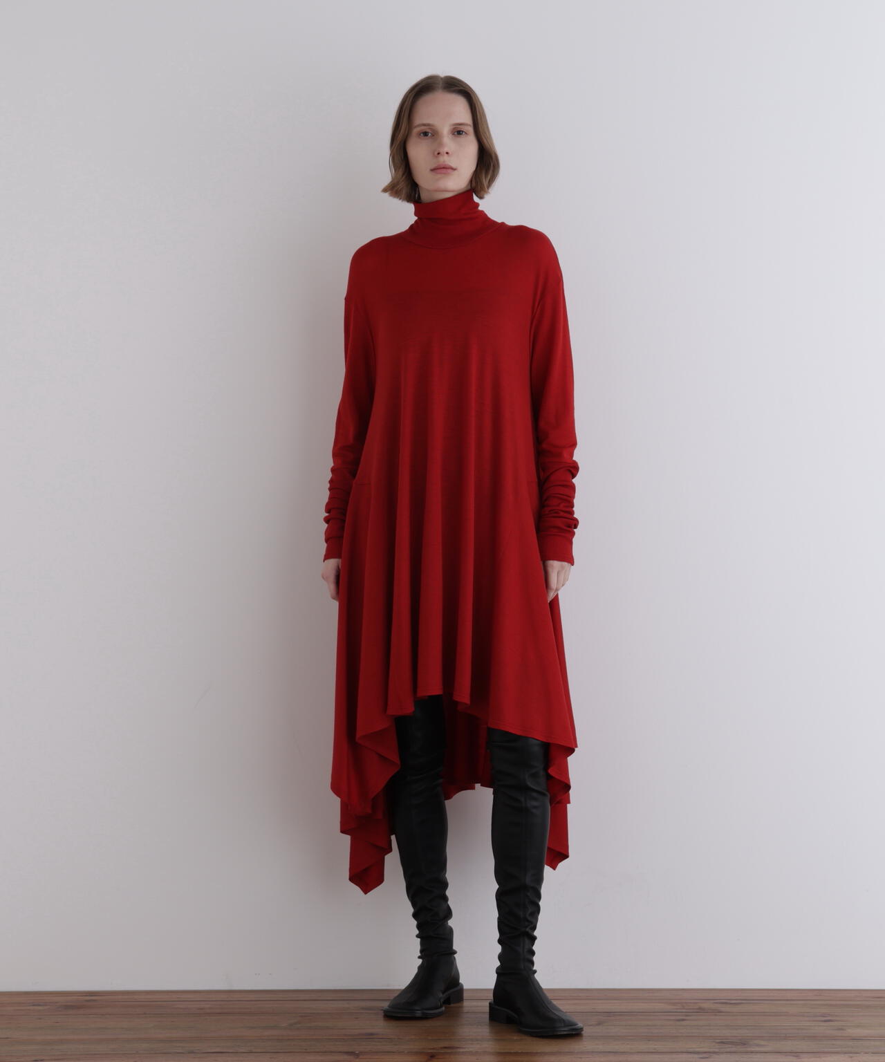 ウールジャージーコンビカットソー