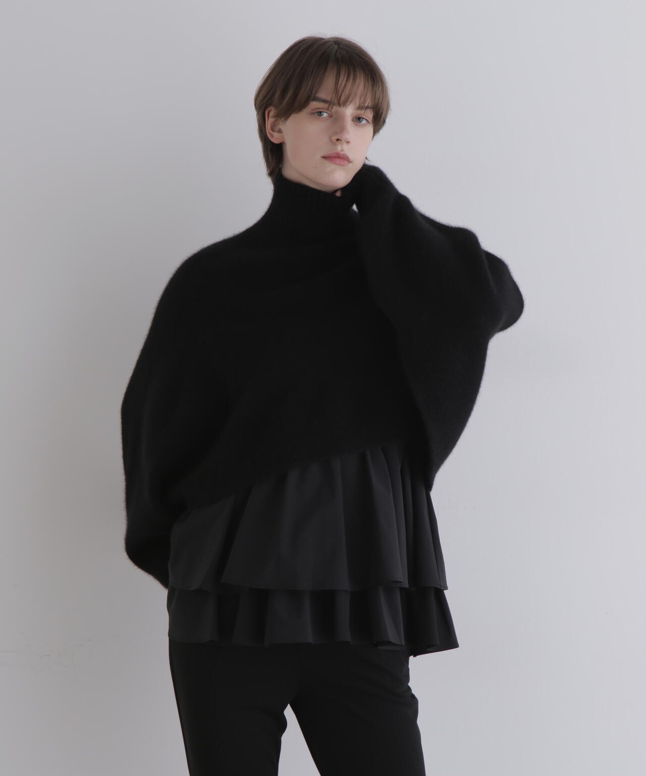 フォックス混ハイネックニット