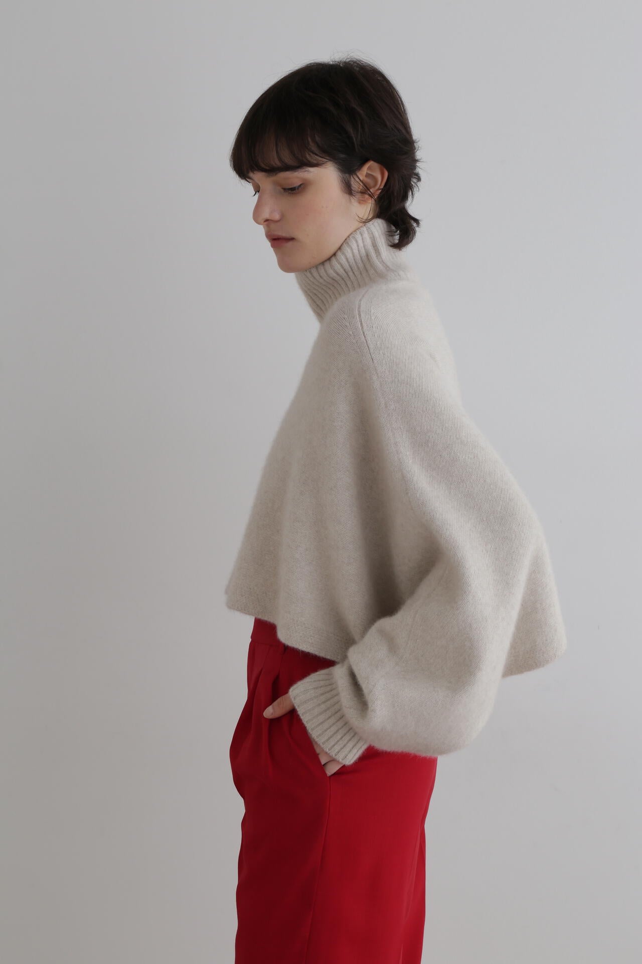 フォックス混ハイネックニット