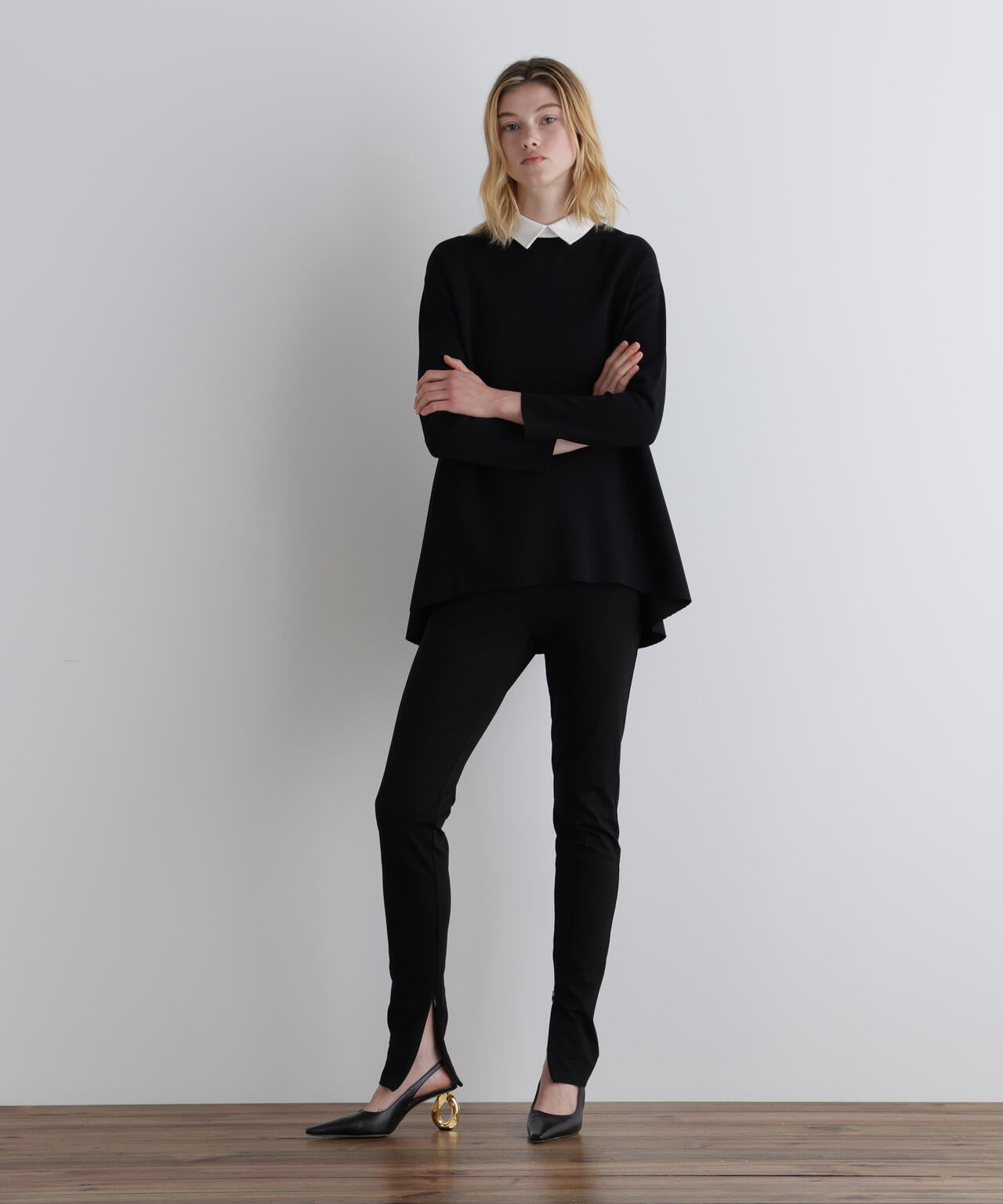 襟付きフレアニット