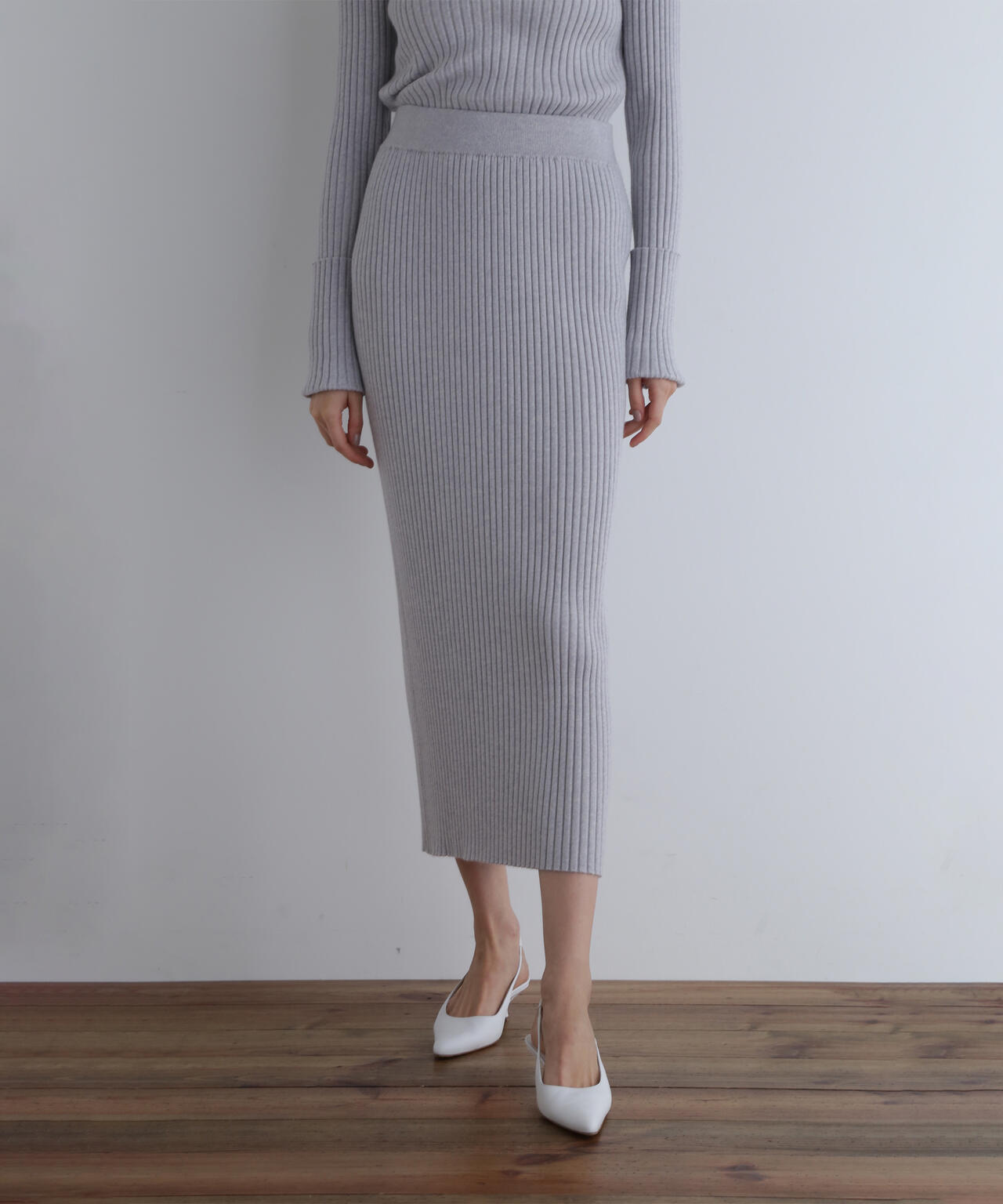 ワイドリブニットスカート