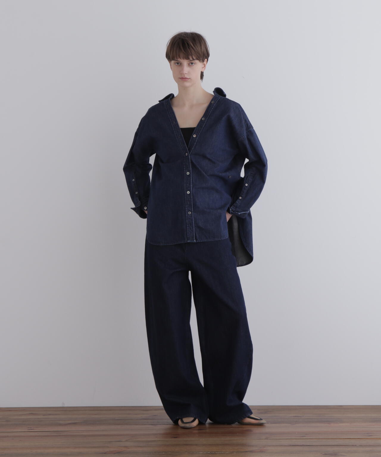 オーバーサイズデニムブラウス
