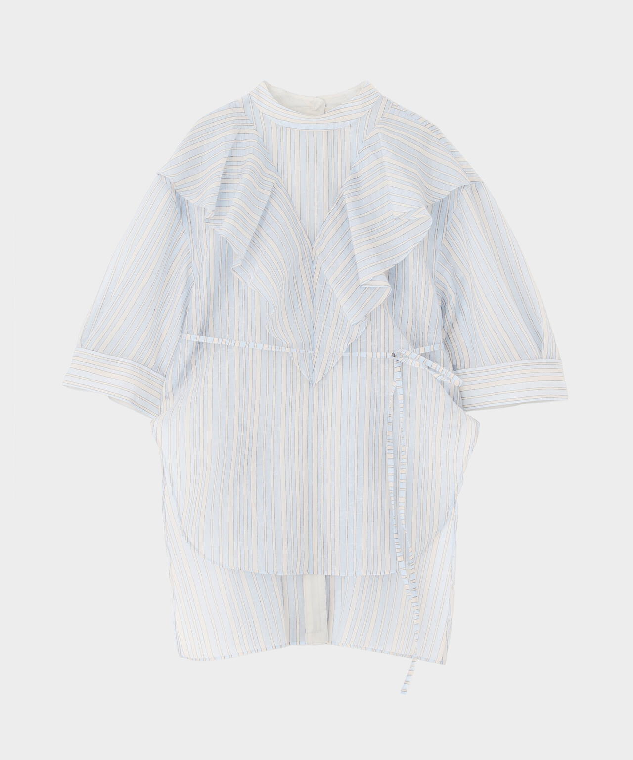 ストライプラッフルブラウス