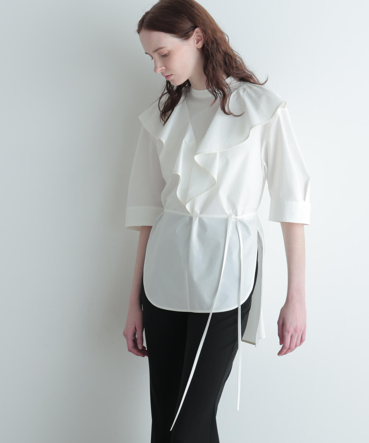 SOLOTEXブロードラッフルブラウス