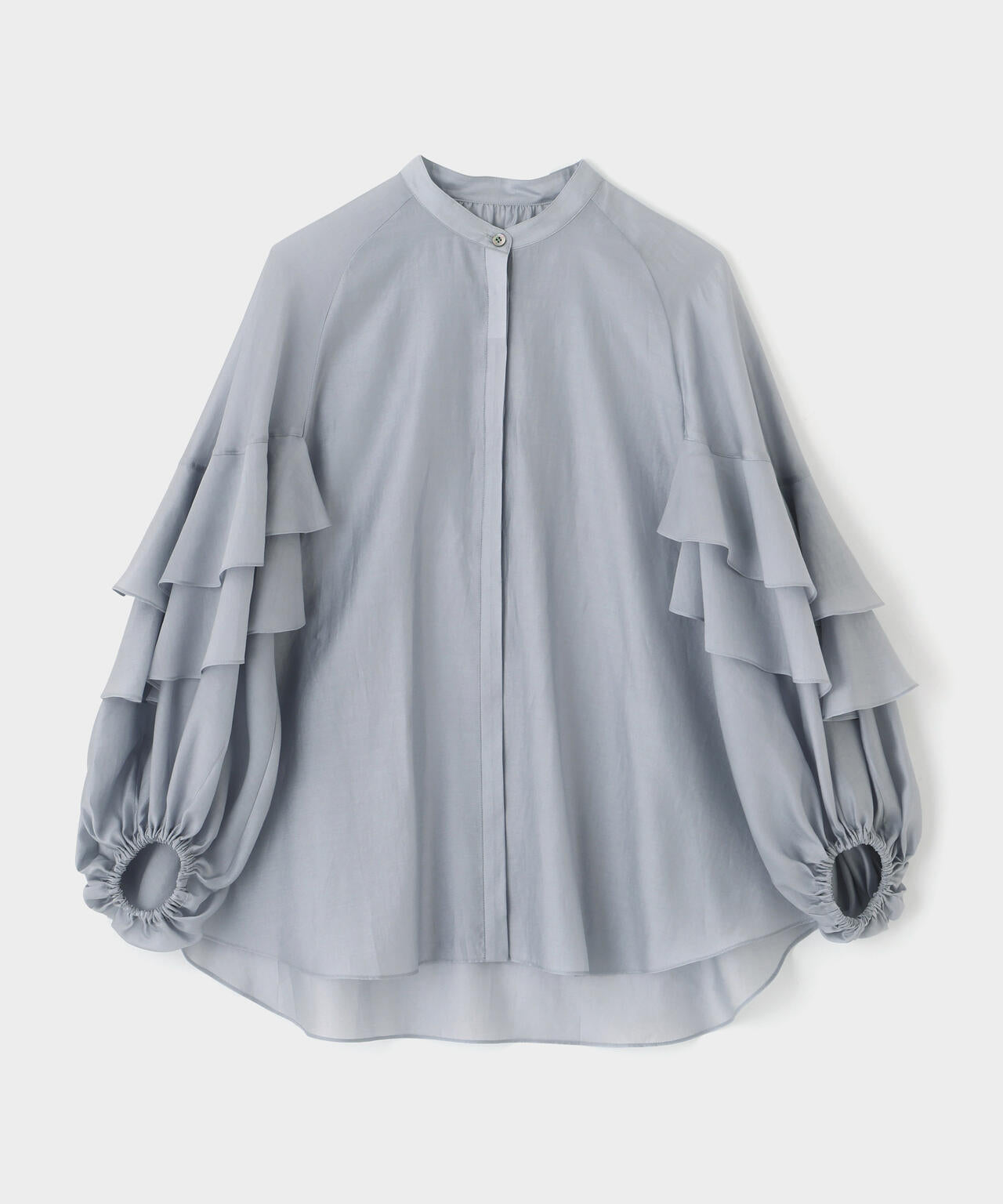 スタンドカラーフリルブラウス