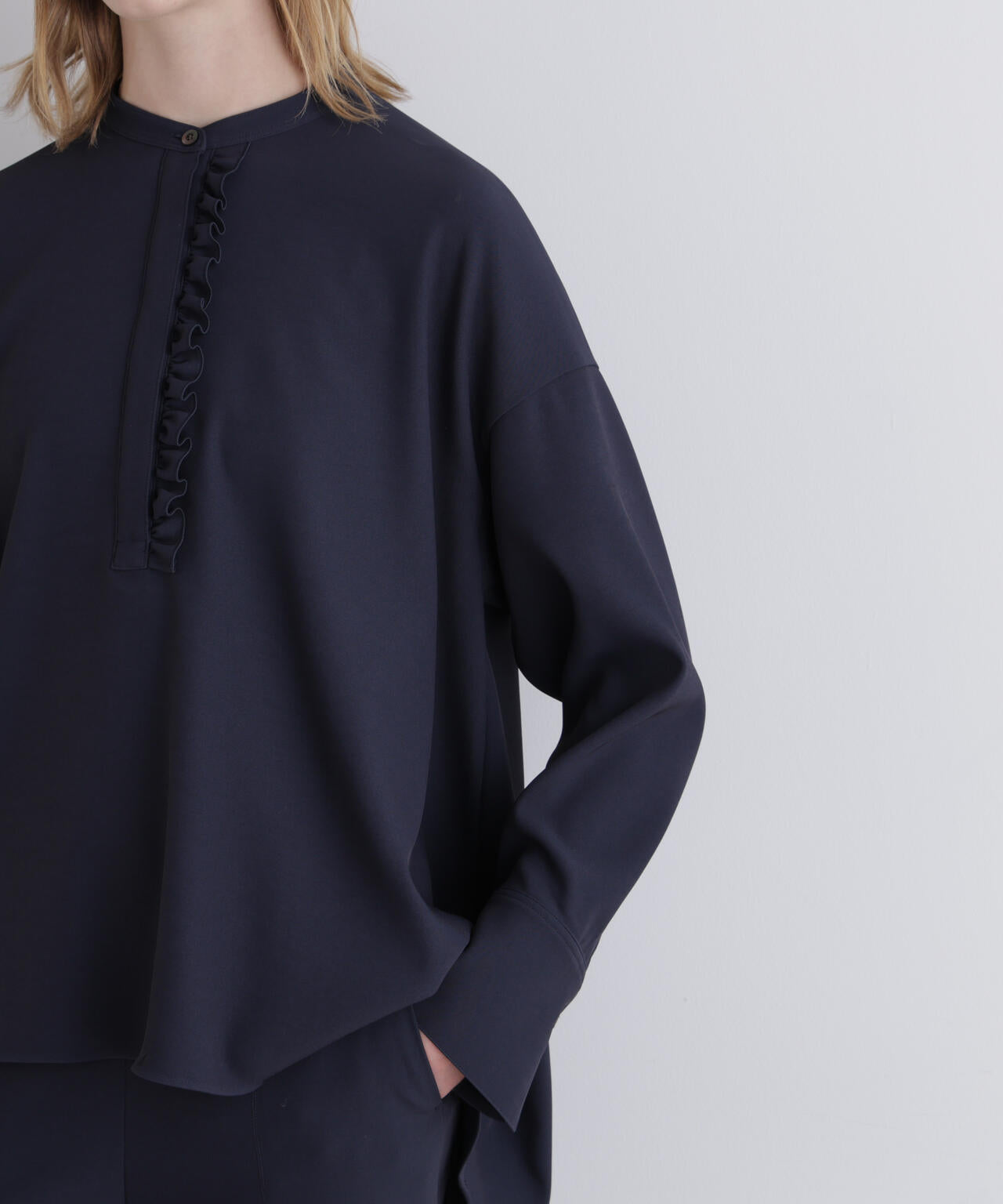 2WAYツイルドレープブラウス