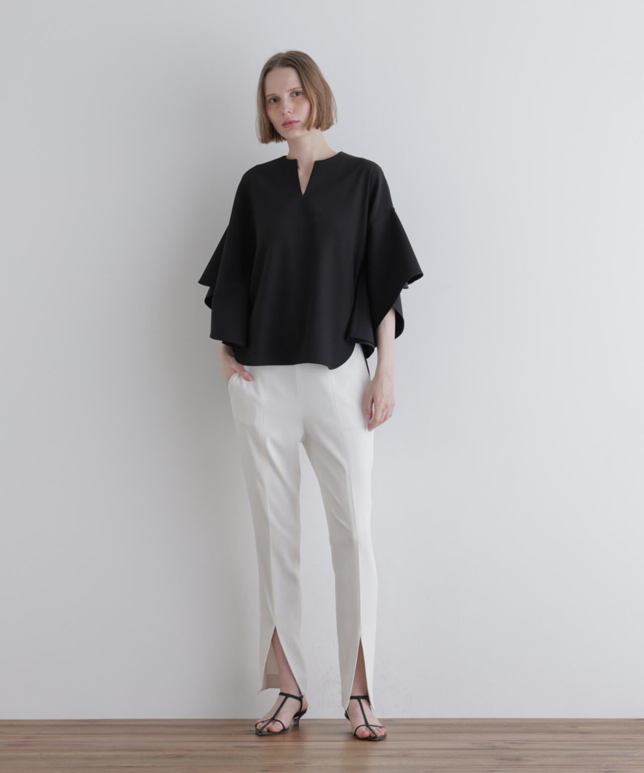 2WAYツイルフレアブラウス