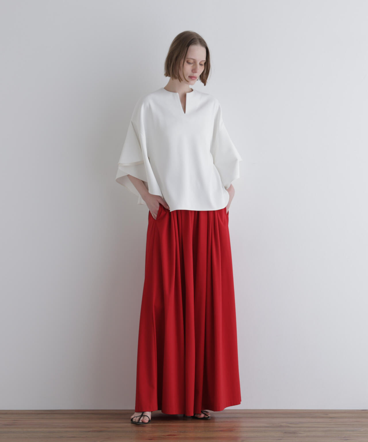 2WAYツイルフレアブラウス