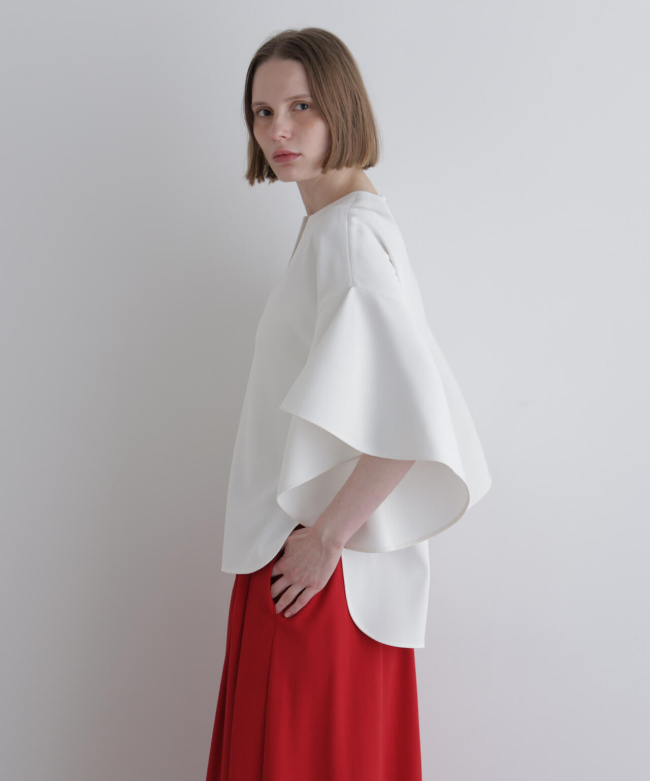 2WAYツイルフレアブラウス