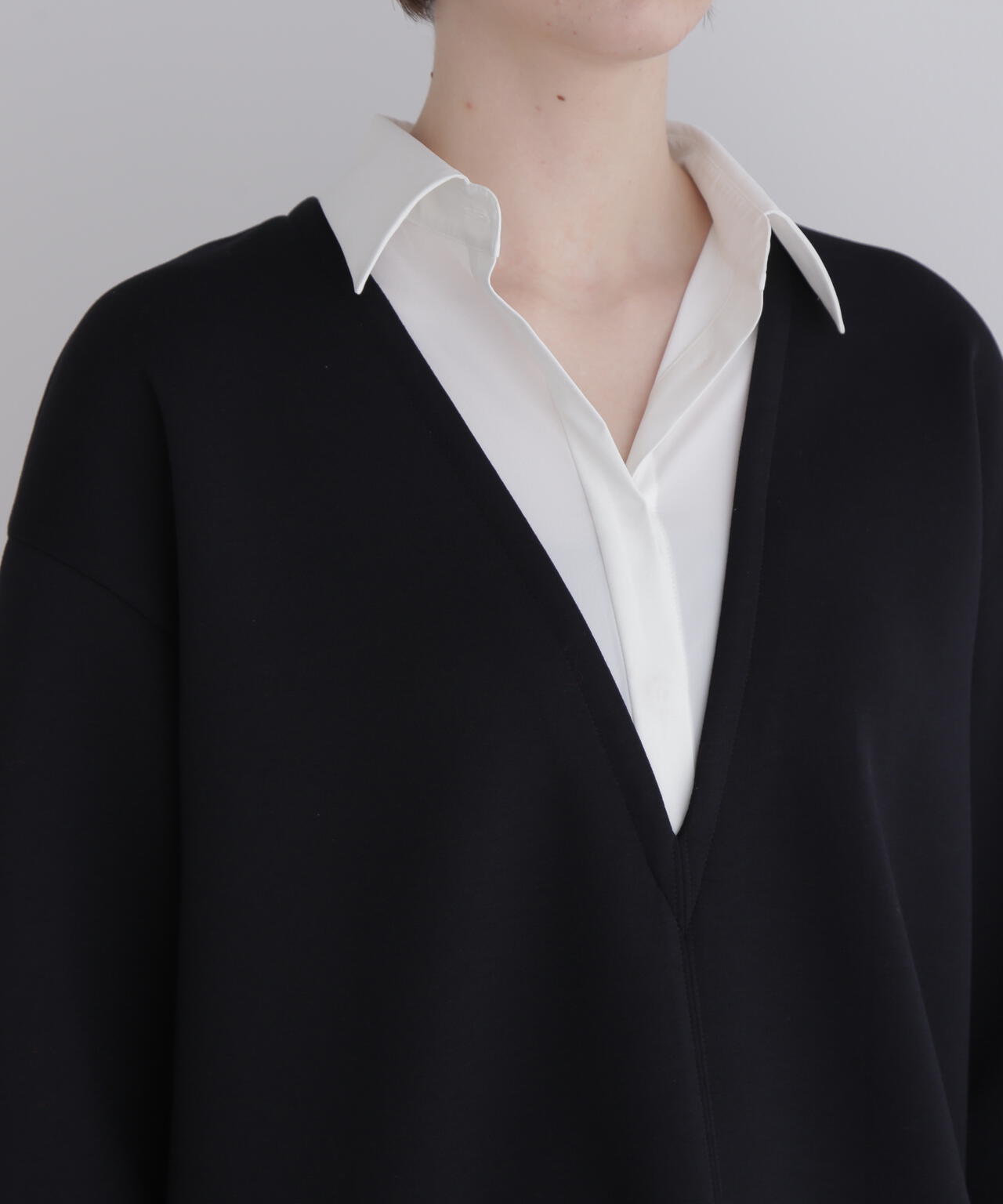 ジャージー襟付きワンピース