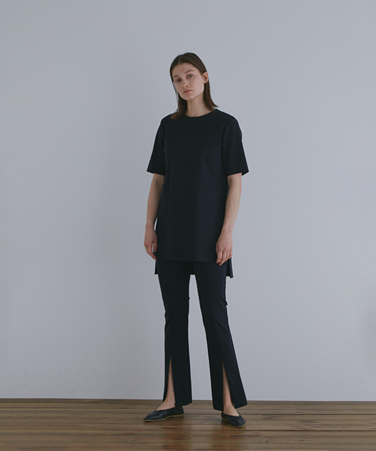 【EC限定】ハイストレッチフロンスリットパンツ(+5cm丈)